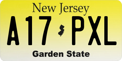 NJ license plate A17PXL