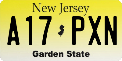 NJ license plate A17PXN