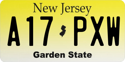 NJ license plate A17PXW