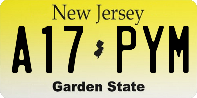 NJ license plate A17PYM