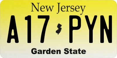 NJ license plate A17PYN