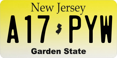 NJ license plate A17PYW