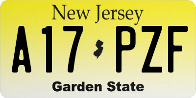 NJ license plate A17PZF
