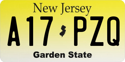 NJ license plate A17PZQ