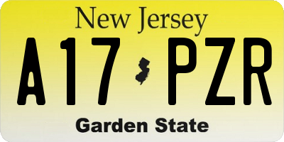 NJ license plate A17PZR