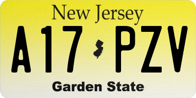 NJ license plate A17PZV