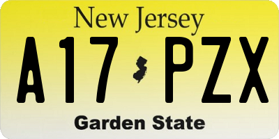 NJ license plate A17PZX