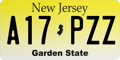 NJ license plate A17PZZ