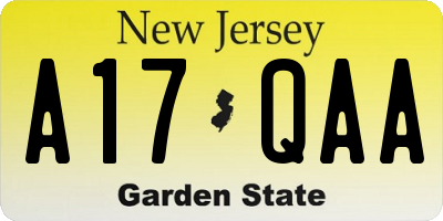 NJ license plate A17QAA