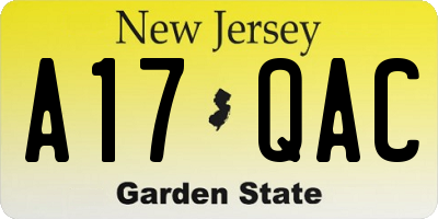 NJ license plate A17QAC