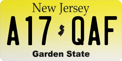 NJ license plate A17QAF