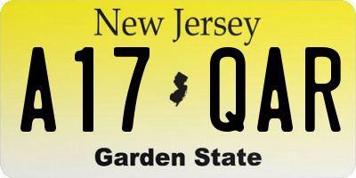 NJ license plate A17QAR
