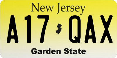 NJ license plate A17QAX