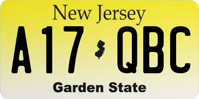 NJ license plate A17QBC