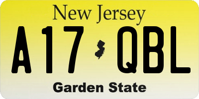NJ license plate A17QBL