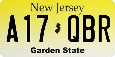 NJ license plate A17QBR