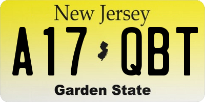 NJ license plate A17QBT