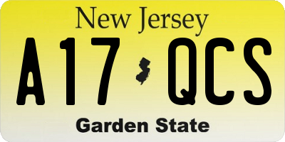 NJ license plate A17QCS