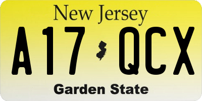NJ license plate A17QCX
