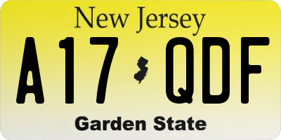 NJ license plate A17QDF