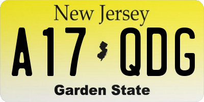 NJ license plate A17QDG