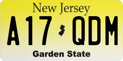 NJ license plate A17QDM
