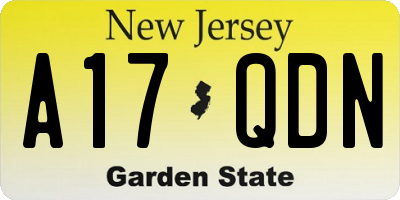 NJ license plate A17QDN