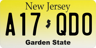 NJ license plate A17QDO