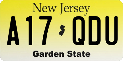 NJ license plate A17QDU
