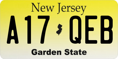 NJ license plate A17QEB