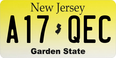 NJ license plate A17QEC