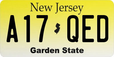 NJ license plate A17QED
