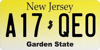 NJ license plate A17QEO