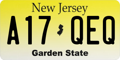 NJ license plate A17QEQ