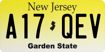 NJ license plate A17QEV