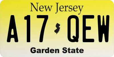 NJ license plate A17QEW