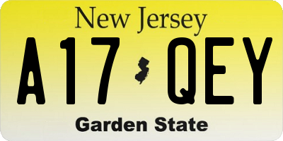 NJ license plate A17QEY