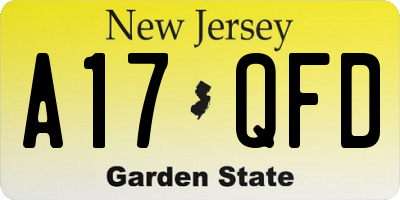 NJ license plate A17QFD