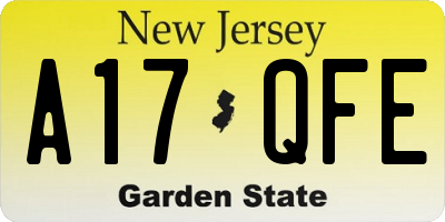 NJ license plate A17QFE