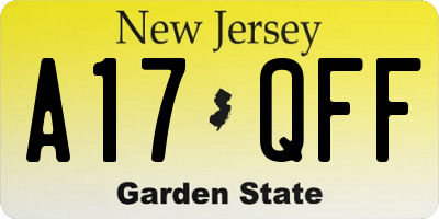 NJ license plate A17QFF