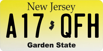 NJ license plate A17QFH