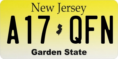 NJ license plate A17QFN