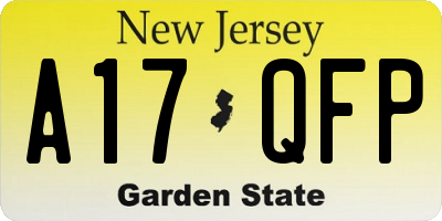 NJ license plate A17QFP