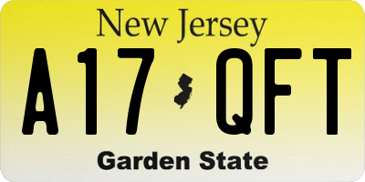 NJ license plate A17QFT