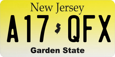 NJ license plate A17QFX