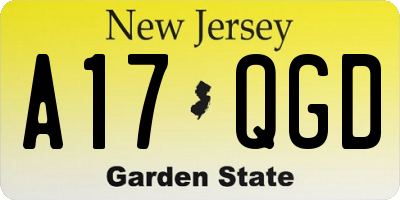 NJ license plate A17QGD