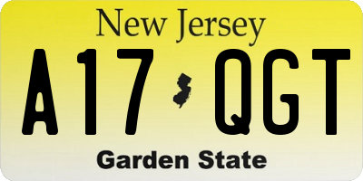 NJ license plate A17QGT