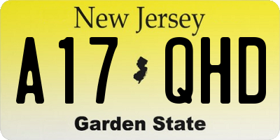 NJ license plate A17QHD