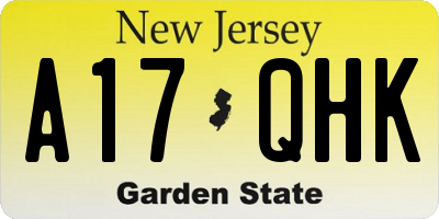 NJ license plate A17QHK