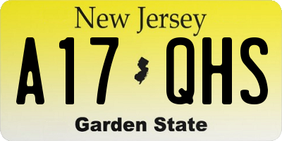 NJ license plate A17QHS